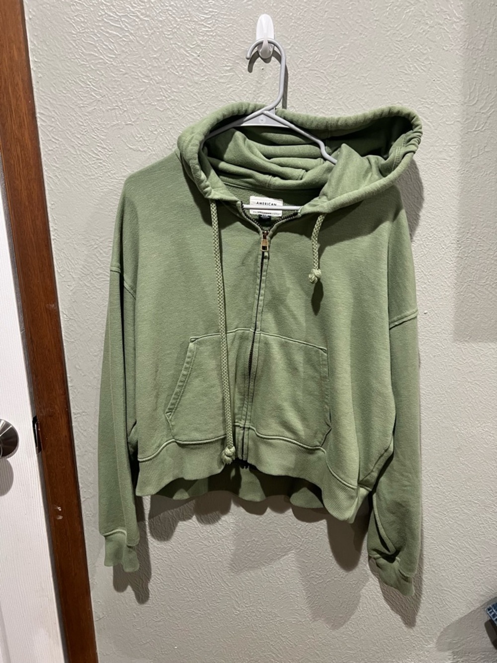 American Eagle Olive Green Hooded Zip Sweatshirt Size Small EUC nice color